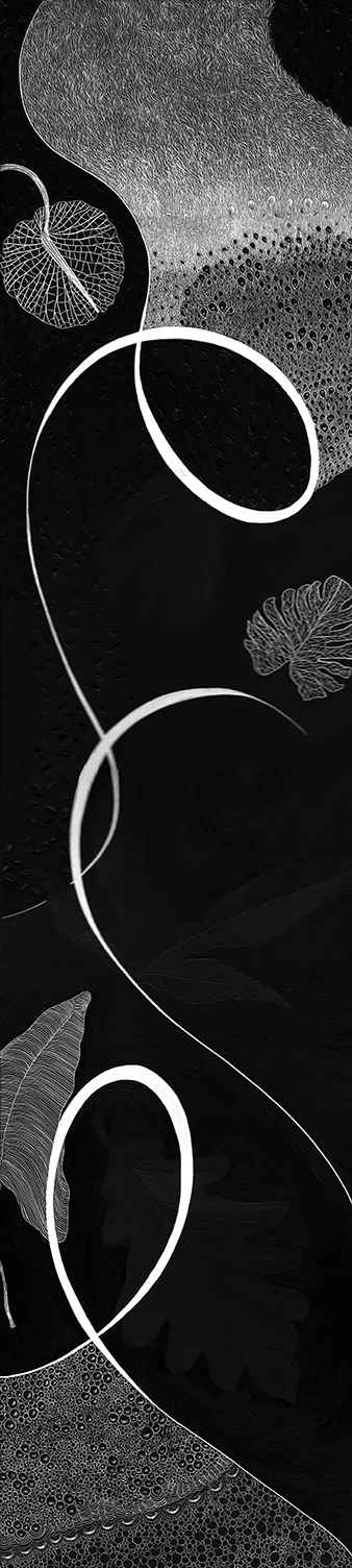 SC 3184 #3184 Black Scratchboard w/ Black Acrylic Paint Framed: 5" x 21" 2019 $1650.00 Studio
