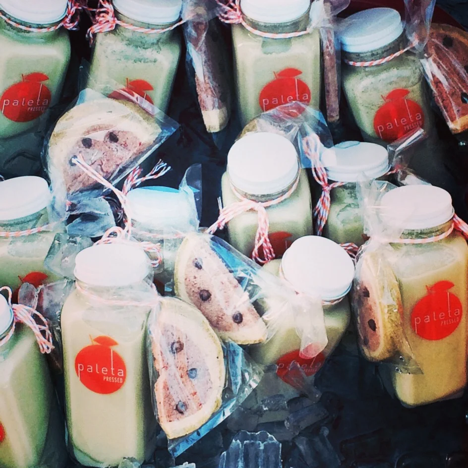watermelon cookies (strawberry/almond/green tea flavored) paired with Paleta's pistachio paradise nut milk VEGAN / GLUTENFREE the london hotel, hollywood 2014