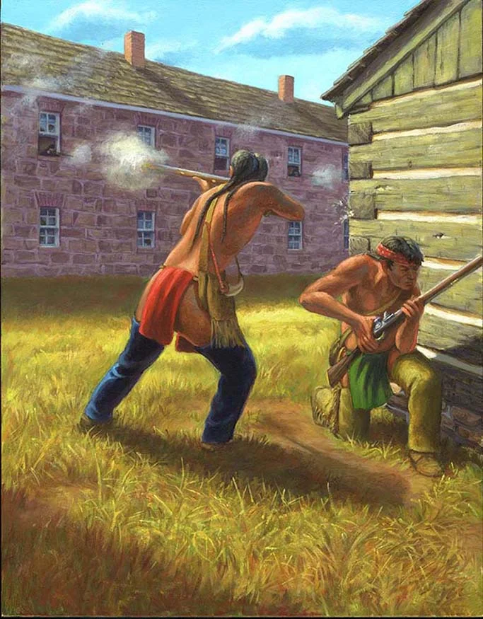 Fort Ridgely - Attack on the Barracks.jpg