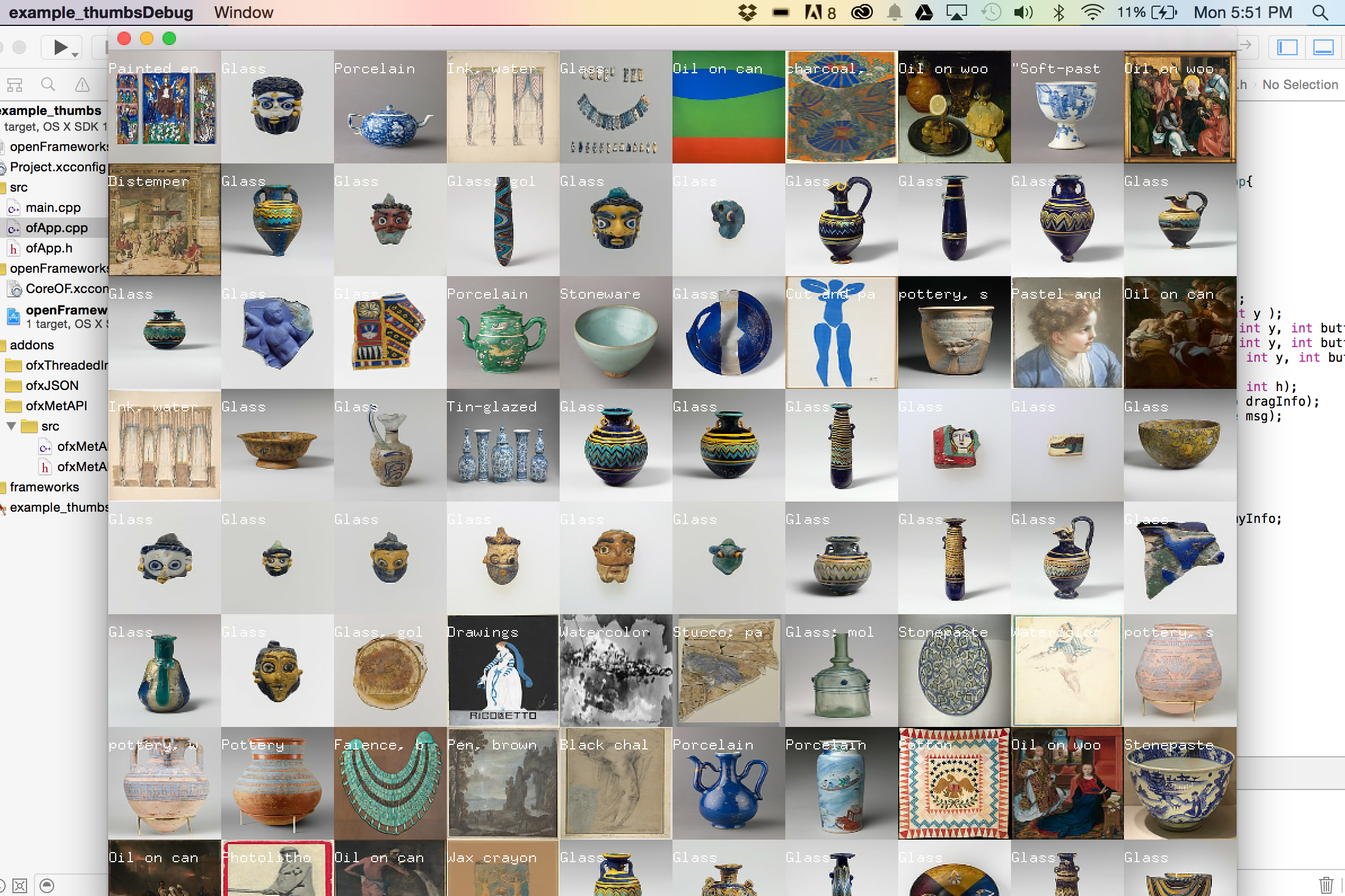 Example from the add-on loading thumb-nail images with meta-data. 