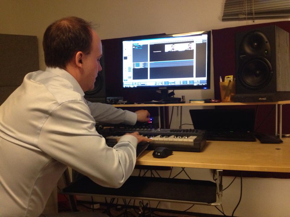 Composer Jason Medwid at work on The Path