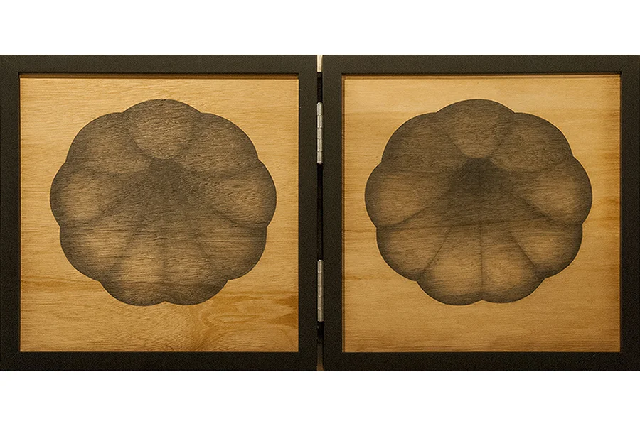 Hinged Tesseracts (detail) graphite on wood panel 13"x 27" 2013
