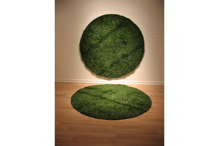 Gotcha 2 artificial grass, glass jars, and monopoly houses, each circle 72" diameter