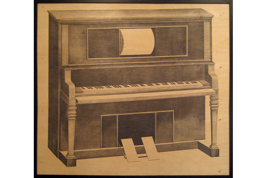   Wow and Flutter: Player Piano  graphite on wood panel,&nbsp;48"x60" 