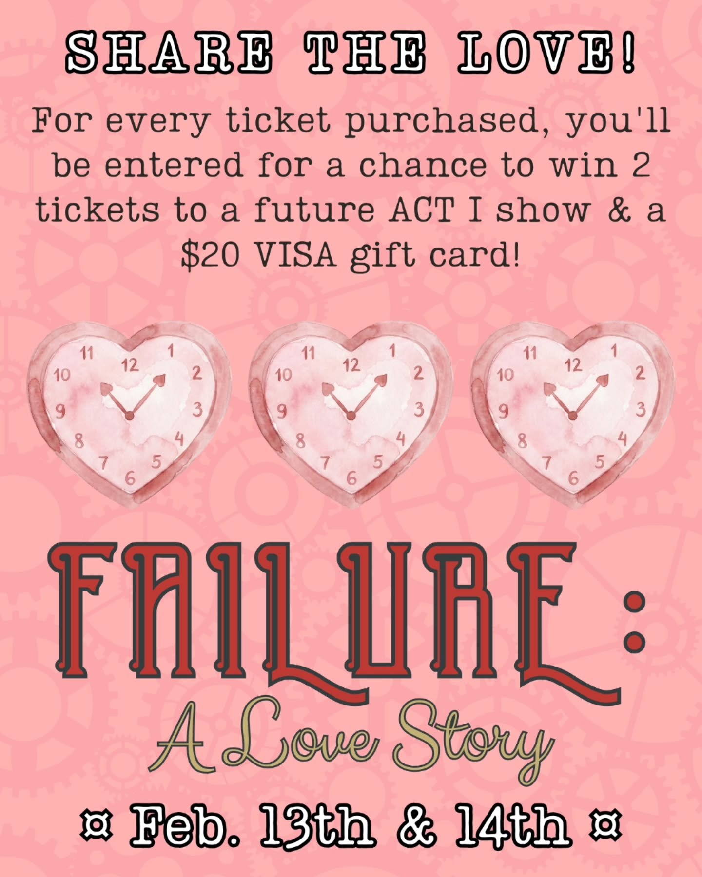 Be sure to get your tickets for Failure: A Love Story and be entered for a chance to win tickets &amp; funds towards a future date night or just to #treatyoself 

Tickets link in bio.

And for those fabulous, go-getters who have already bought ticket