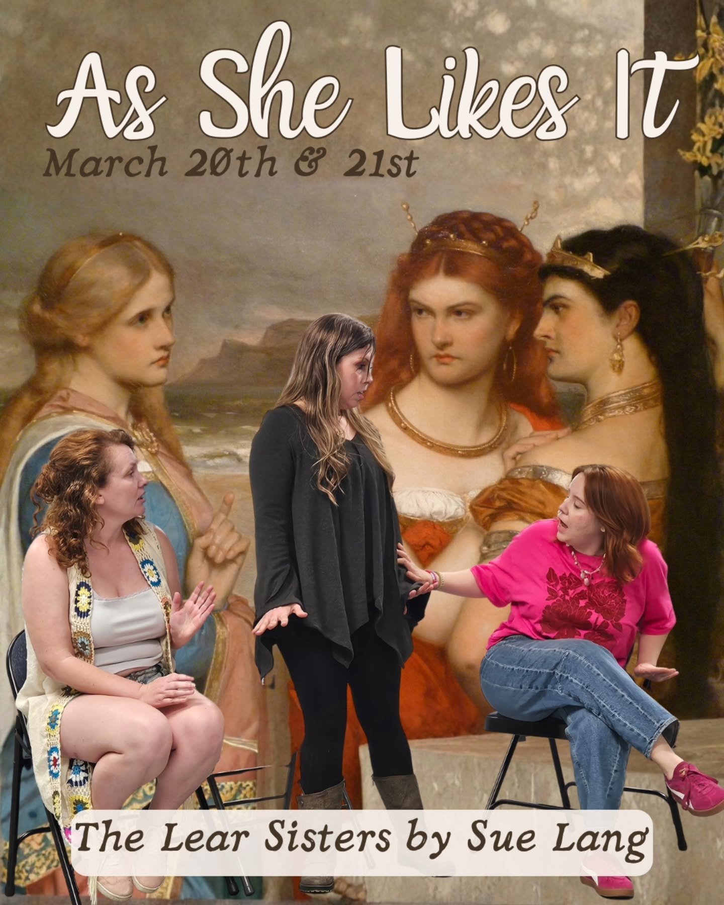 As She Likes It gives you 6 shows for the price of 1! Including: The Lear Sisters by Sue Lang. Don't miss this fabulous anthology of shows that spotlights Shakespeare's leading ladies like you&rsquo;ve never seen them before! 
✨️March 20th &amp; 21st