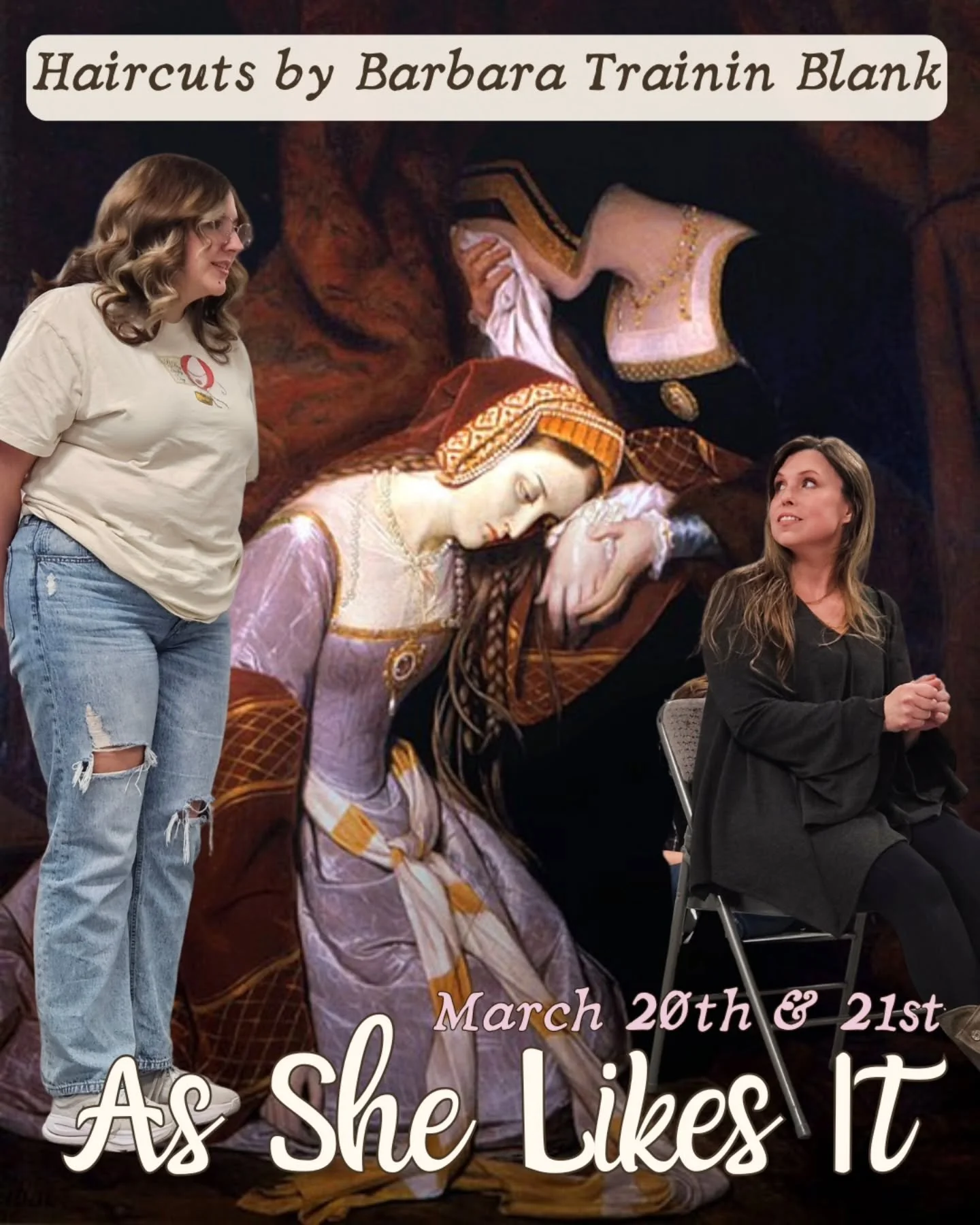 As She Likes It gives you 6 shows for the price of 1! Including: Haircuts by Barbara Trainin Blank - based on Henry VIII. Don't miss this fabulous anthology of shows that spotlights Shakespeare's leading ladies like you&rsquo;ve never seen them befor