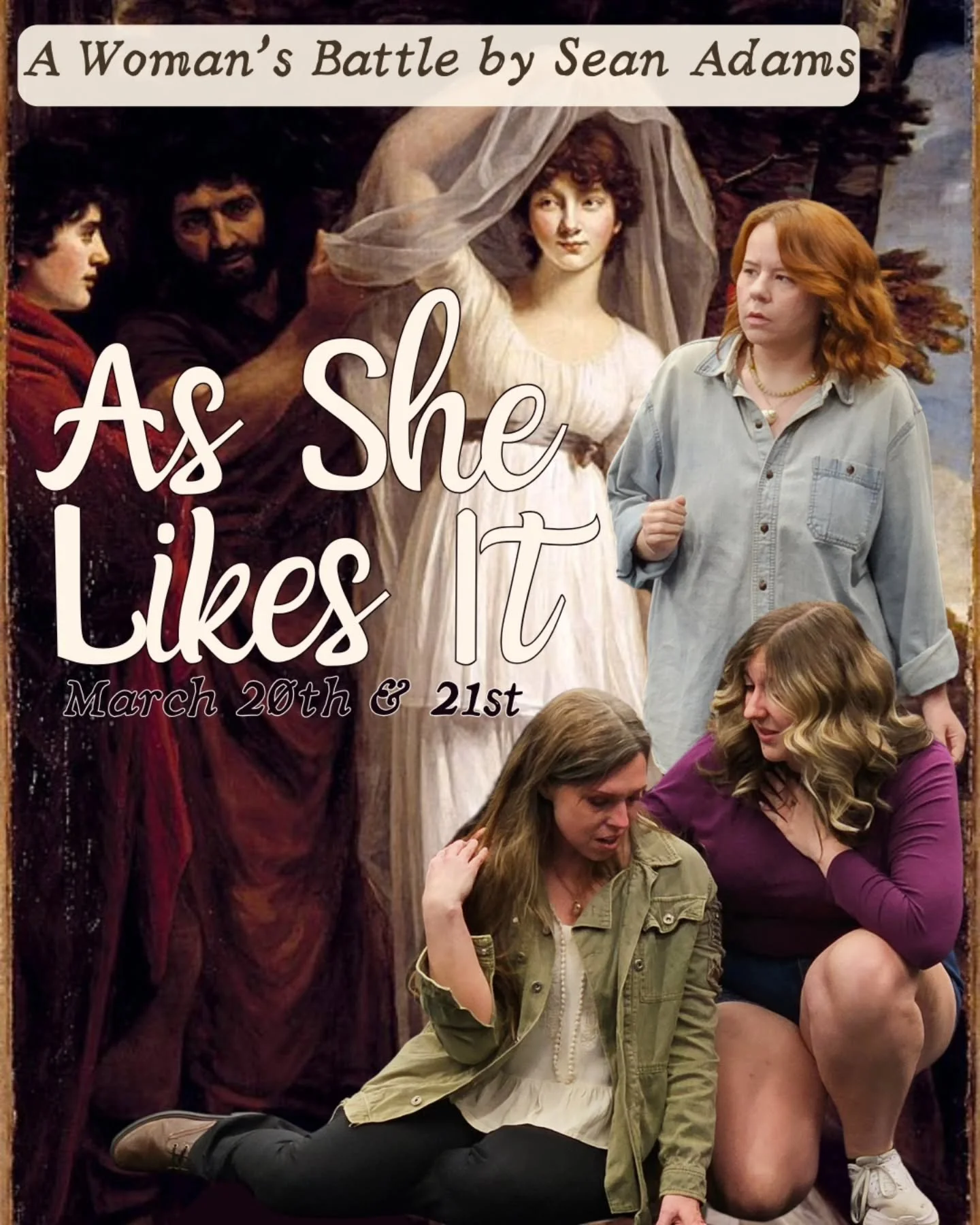 As She Likes It gives you 6 shows for the price of 1! Including: A Woman's Battle by Sean Adams. Don't miss this fabulous anthology of shows that spotlights Shakespeare's leading ladies like you&rsquo;ve never seen them before! 
✨️March 20th &amp; 21