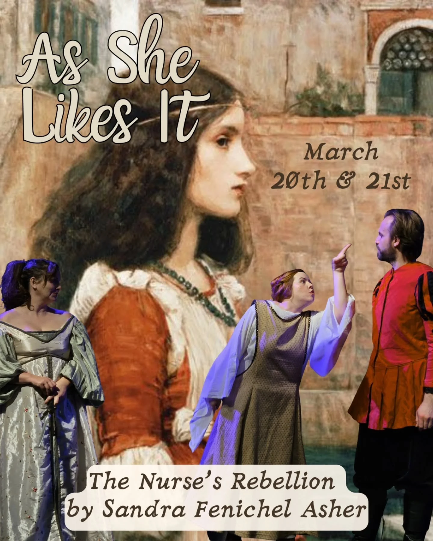 As She Likes It gives you 6 shows for the price of 1! Including: The Nurse's Rebellion by Sandra Fenichel Asher. Don't miss this fabulous anthology of shows that spotlights Shakespeare's leading ladies like you&rsquo;ve never seen them before! 
✨️Mar