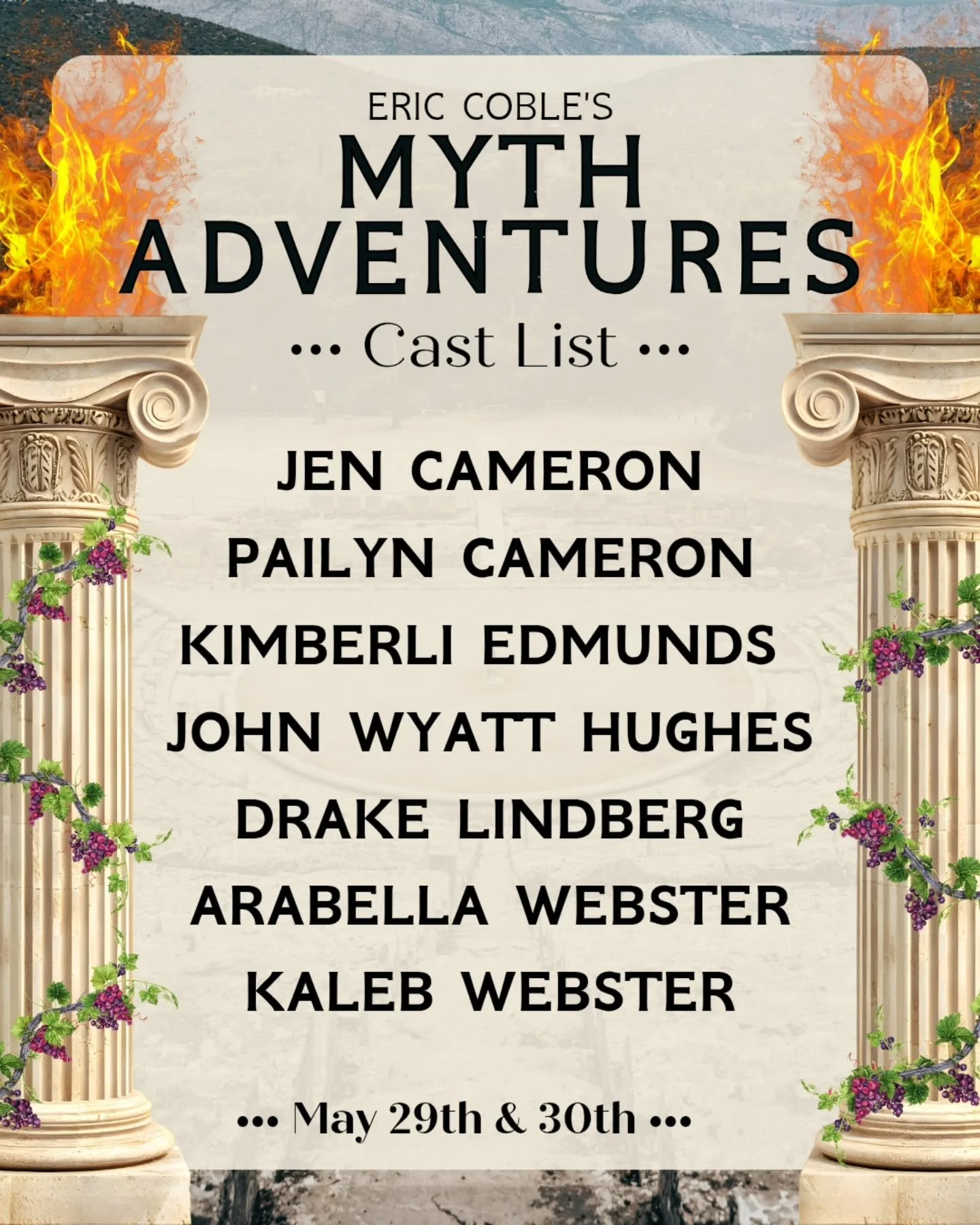 Congratulations to the cast of Myth Adventures! Mark your calendars for this anthology that's sure to have you crying from laughter and devastation as Dionysus guides you through five Greek Classics.

🏺May 29th-30th, 2026🏺

And visit cartersvillemu