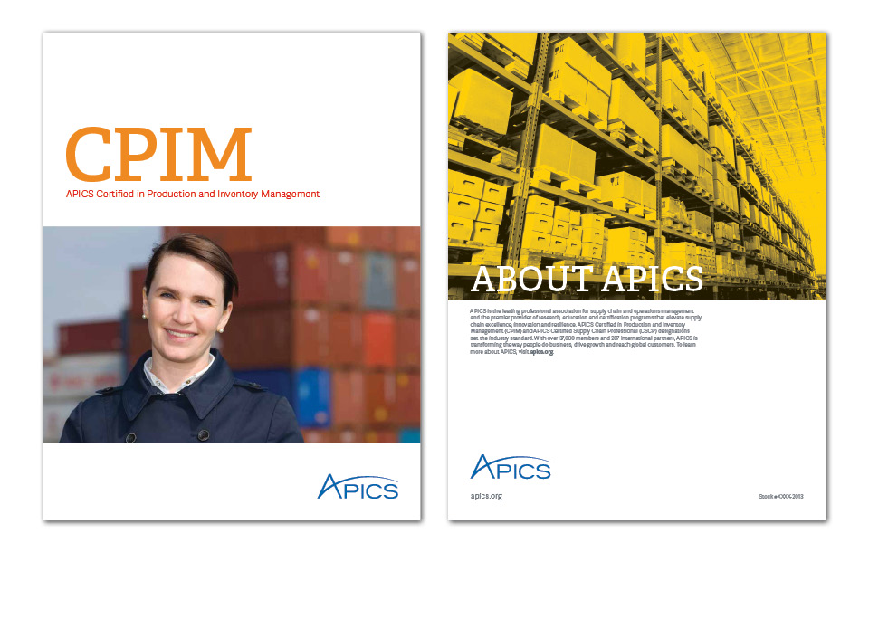  Brochures for APICS Certified in Production and Inventory Mangement (CPIM) certification. (cover and back) 