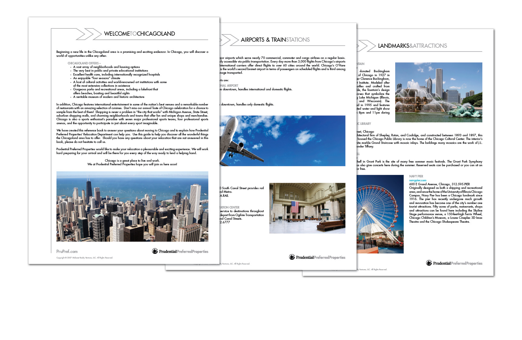  Sample of interior pages for the Relocation Guide. 