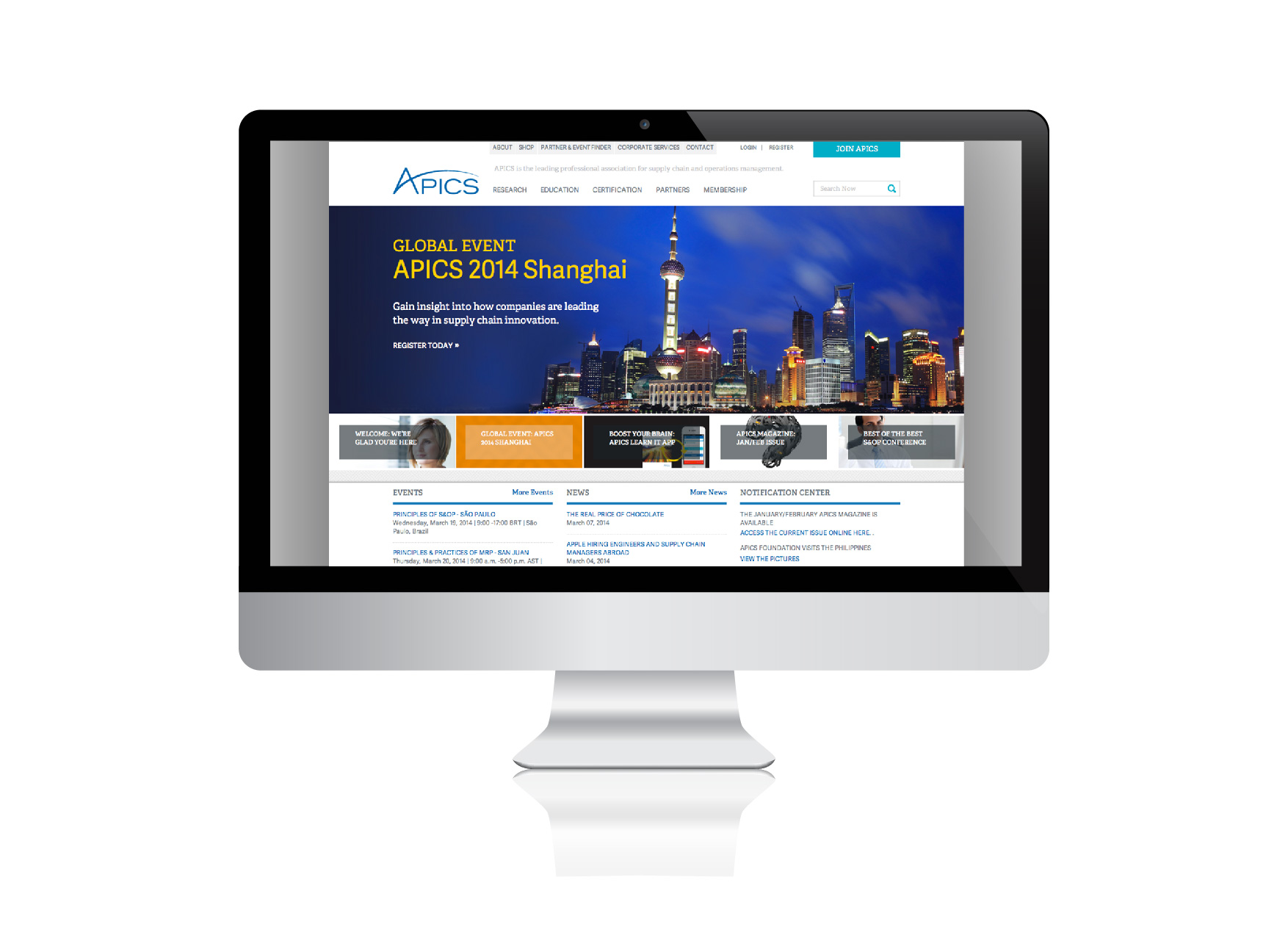  The rebranded APICS homepage 