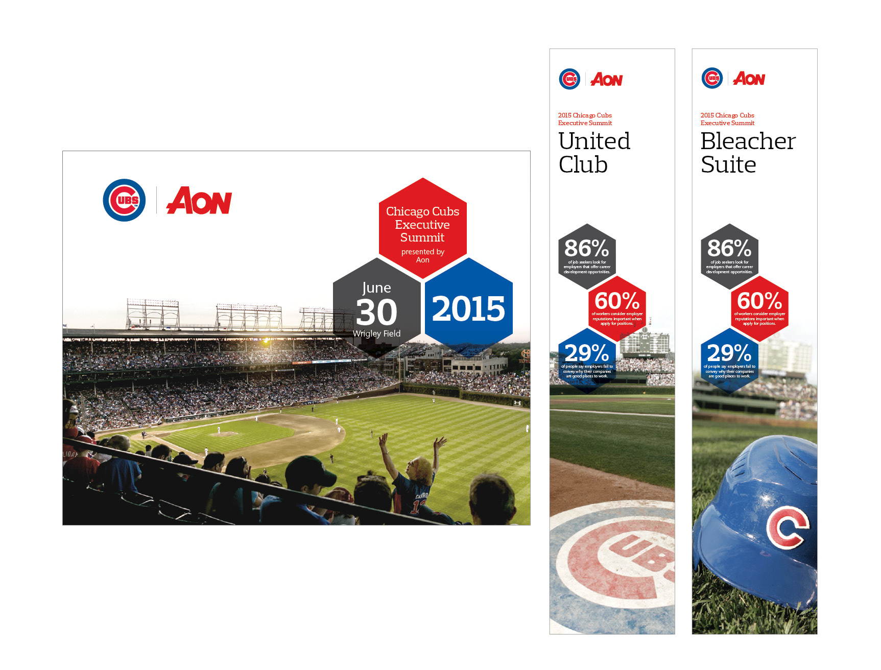  Stage backdrop (left) and directional banners for the 2015 Chicago Cubs Executive Summit. 