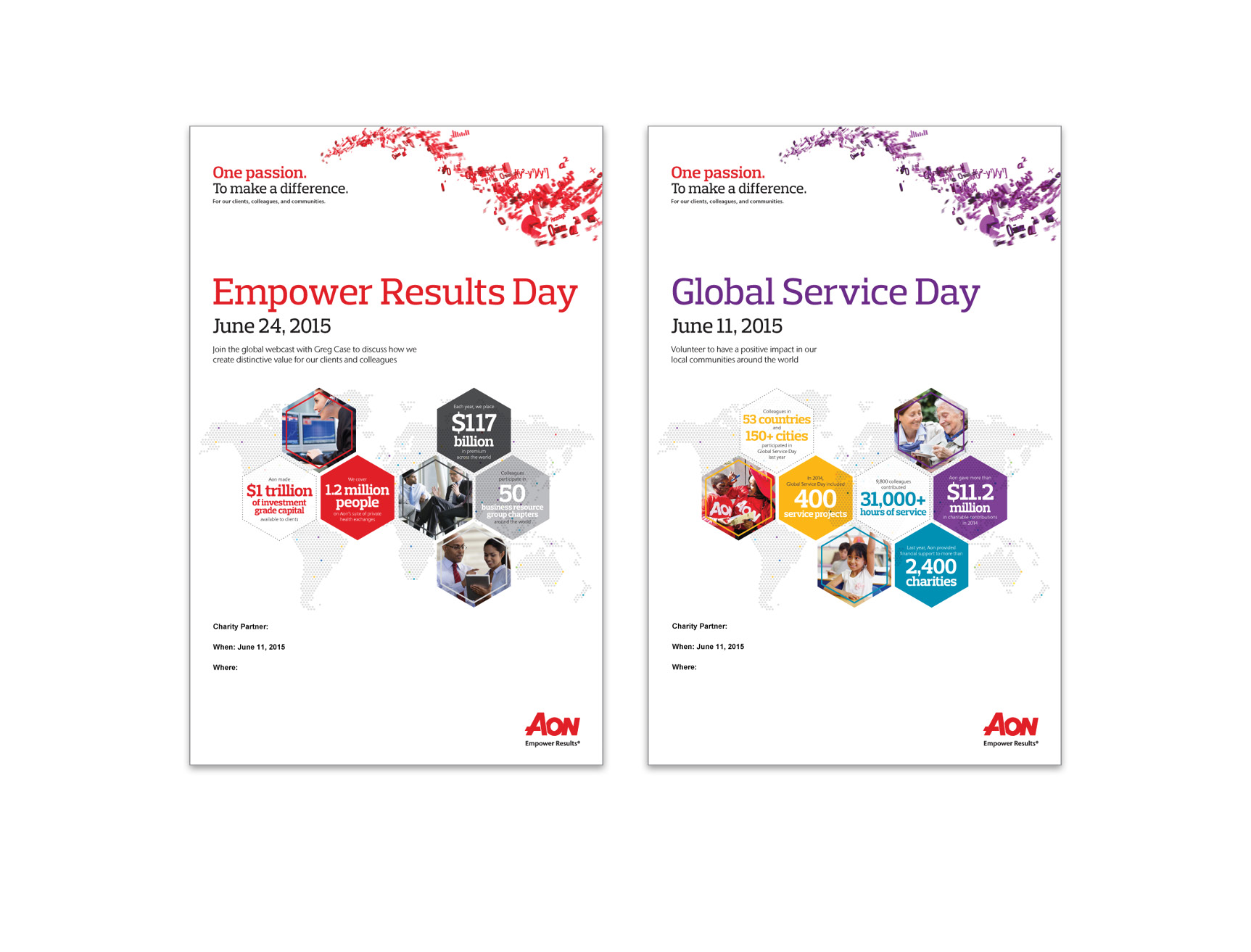  Posters promoting Global Service Day and Empower Results Day. 