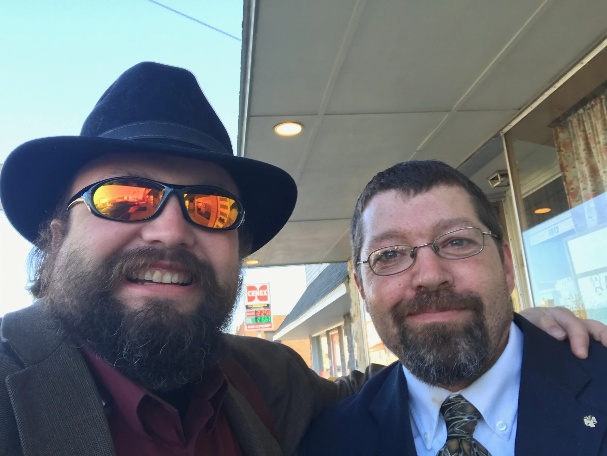 WB Brad Phelps, Bro Ted Service getting ready to visit St. Charles Rising Lodge #49 for degree work.