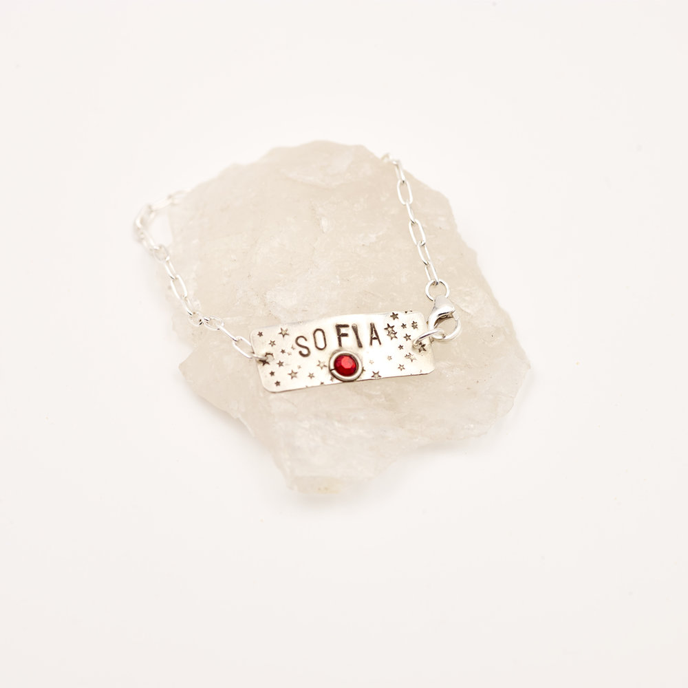 Nameplate Bracelet With Birthstone Lo And Chlo Nameplate Bracelet With Birthstone Lo And Chlo