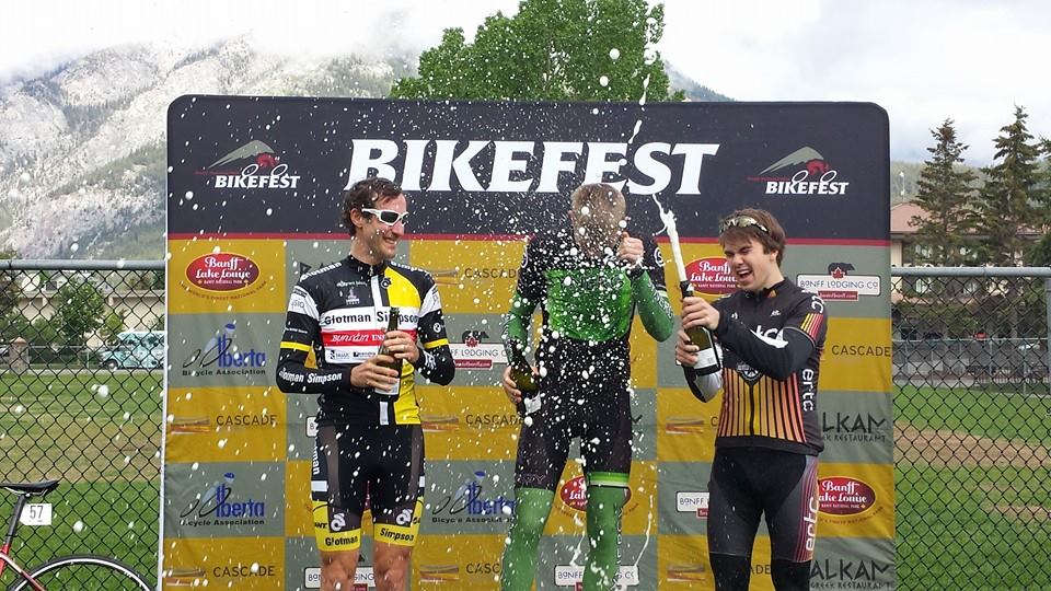 Joost van Ulden celebrates second on the podium in proper fashion.