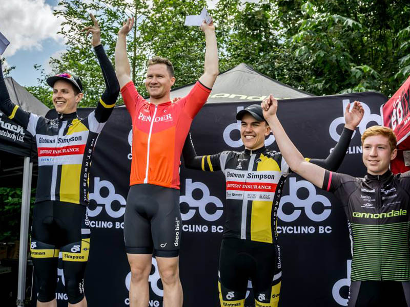 Lee Isaman sprints to 2nd and Patrick Riddell to 3rd in the Cat 4 Road Race