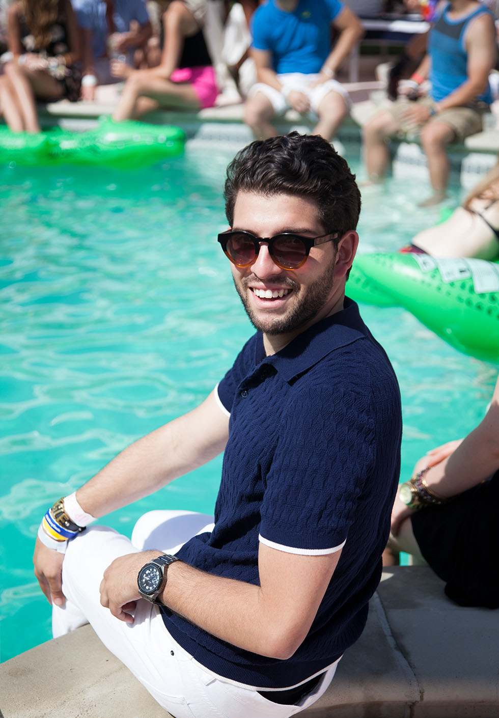 Avoiding heatstroke at the Lacoste L!VE desert pool party. 