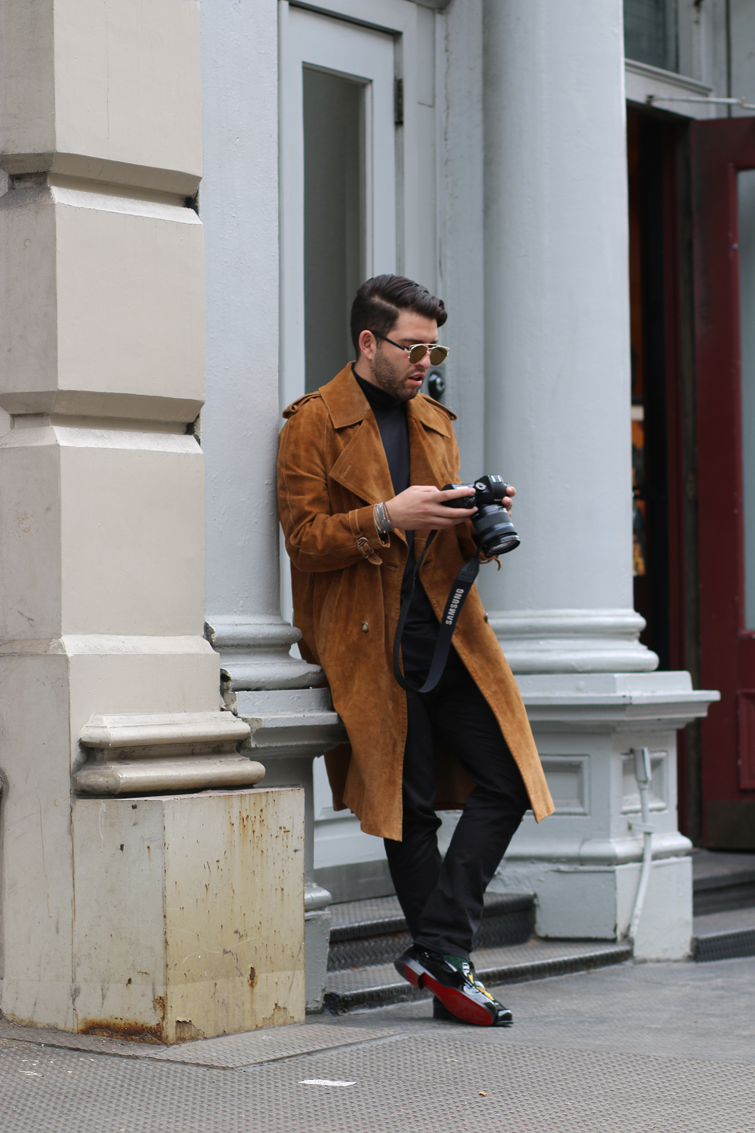 Vintage Gucci Coat/ Dior Sunglasses/ Christian Louboutin Loafers