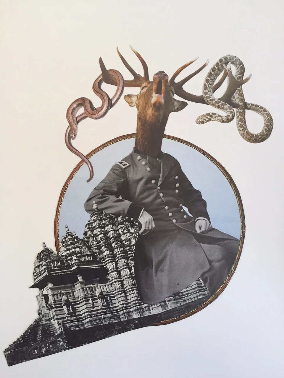 The Sound Of This Unfortunate Human Condition 11" x 15" Hand Cut Paper Collage on Vellum Paper