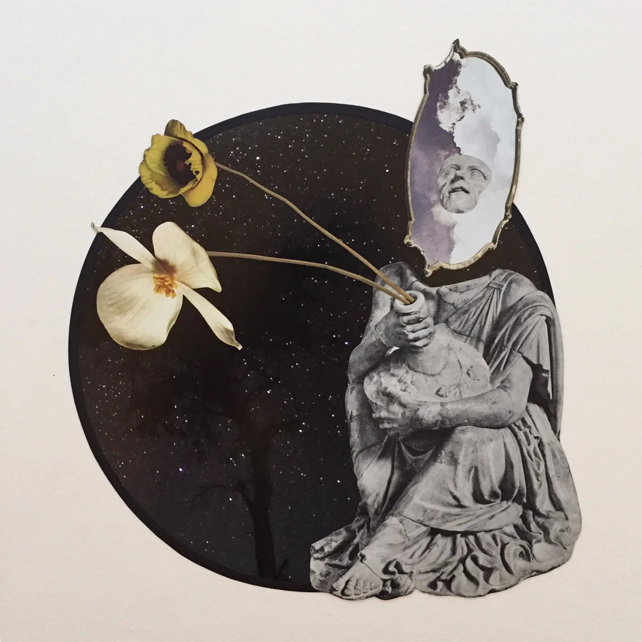 Beside The Reflection of Moving Shadows 11" x 15" Mixed Media Paper Collage On Cold Press Paper