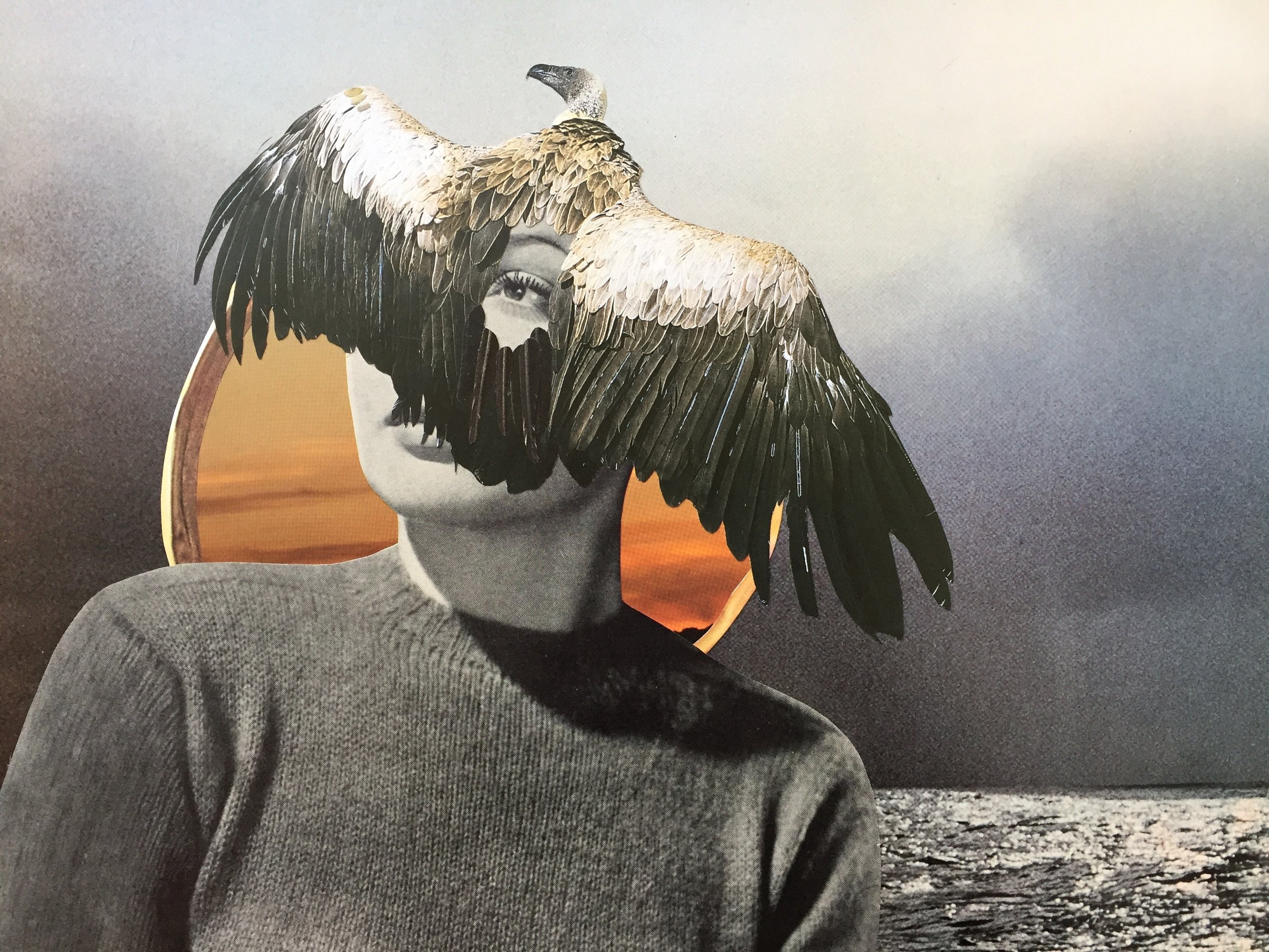 The Blues That Got Left Behind 15" x 11" Paper Collage On Cold Press Paper