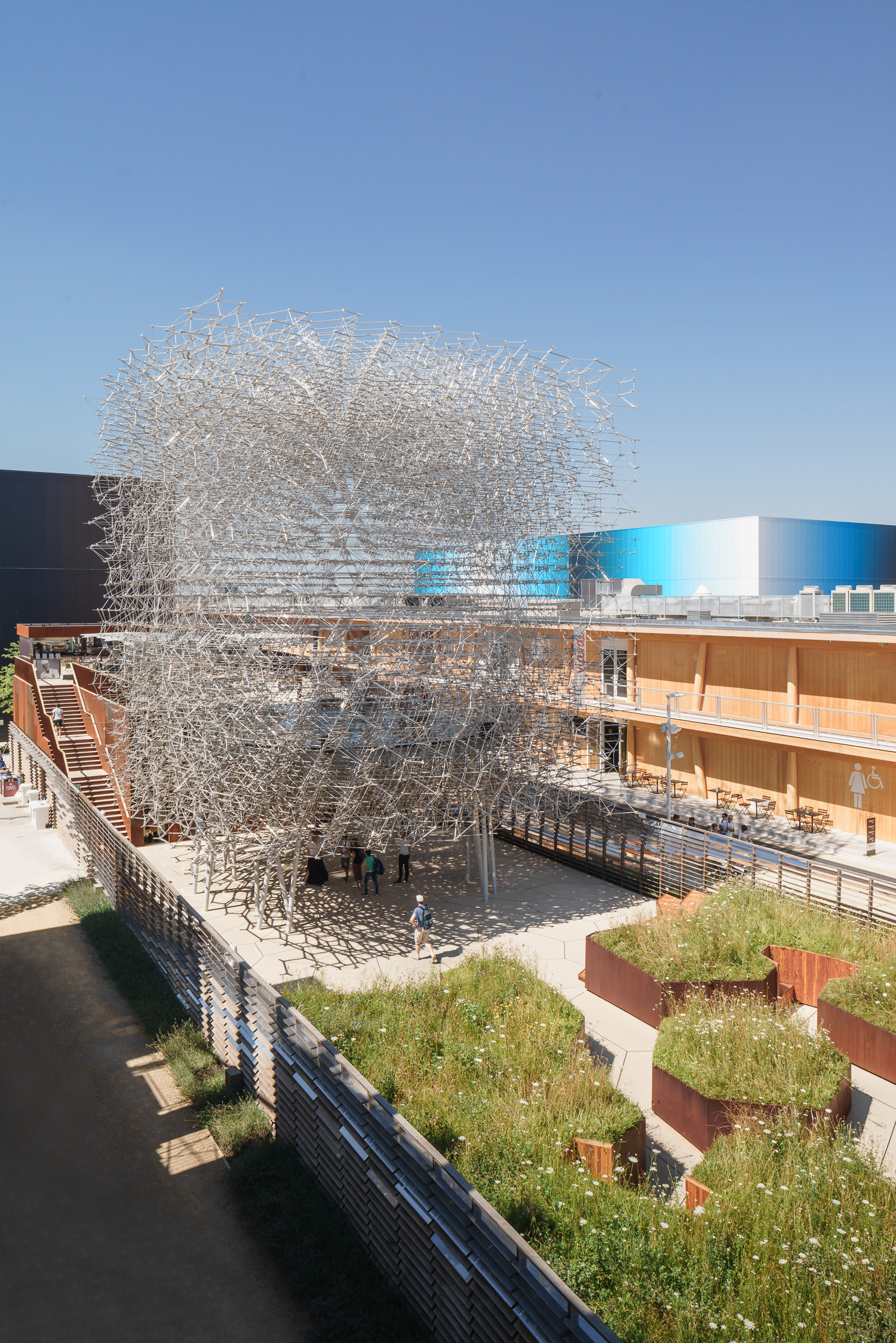 view from adjacent at uk pavilion, milan expo, mark hadden 