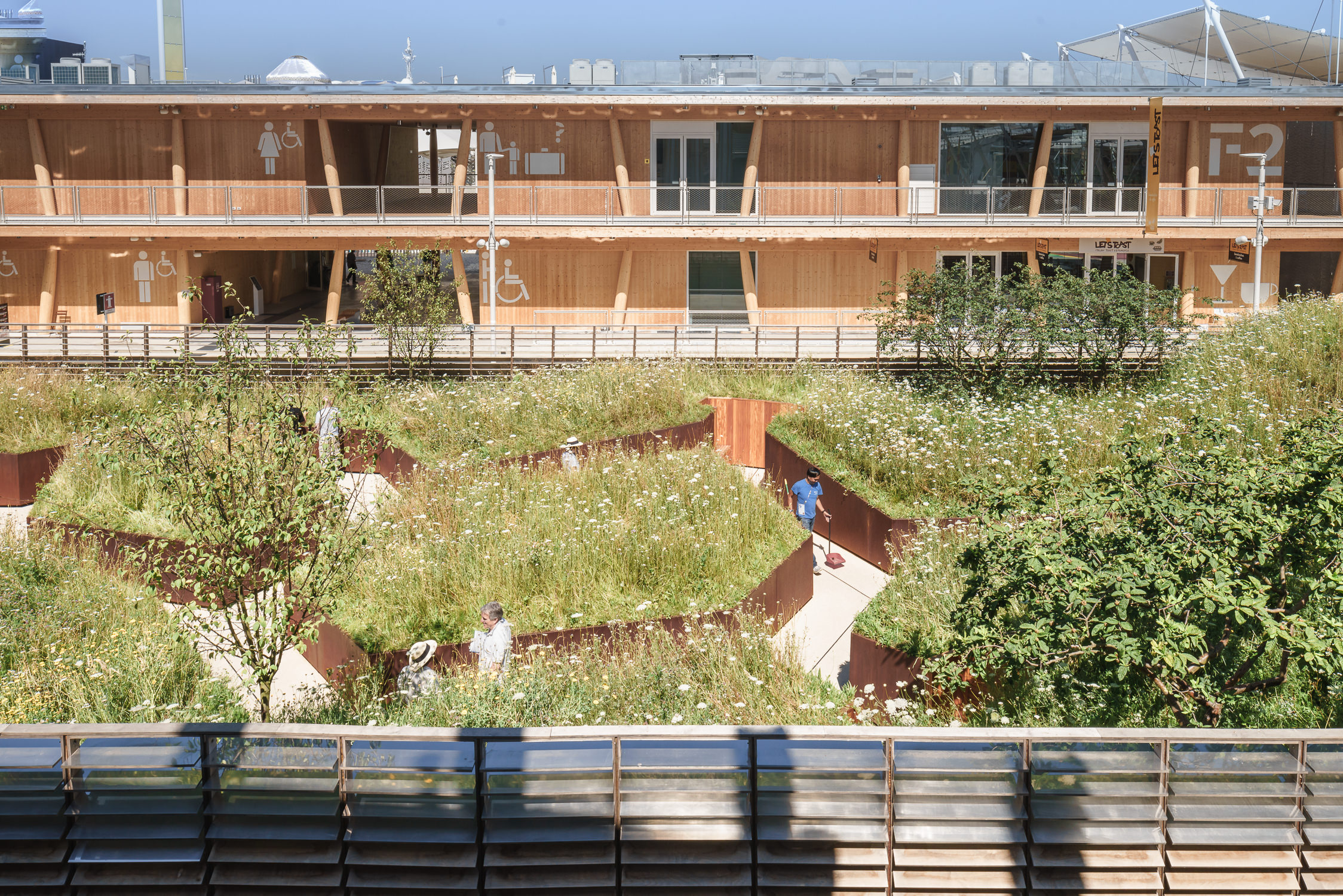 view of the meadow at uk pavilion, milan expo, mark hadden architectuur fotograaf