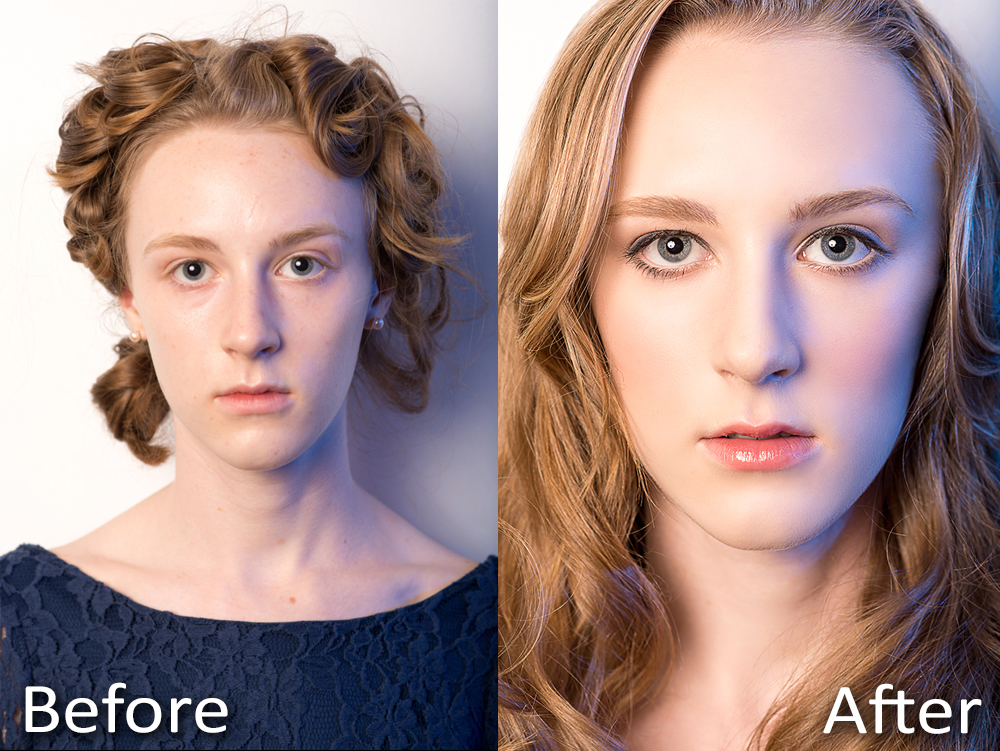Before and After Picture using the same lighting. The Before picture is a common "Polaroid" to send to agencies.