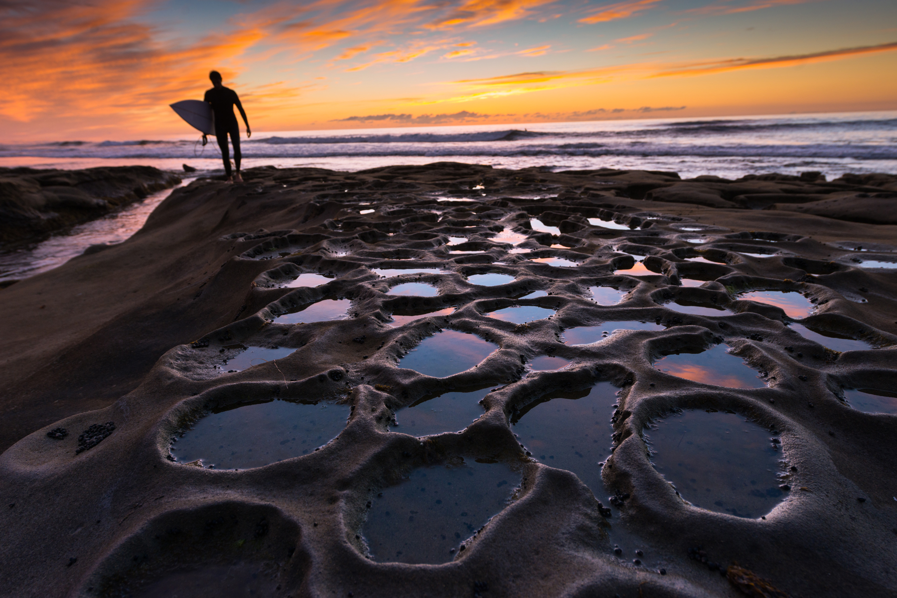 Surfer at La Jolla Tide Pools