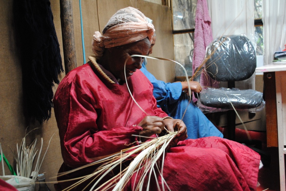 Basket weaving in Addis Ababa, Ethiopia.