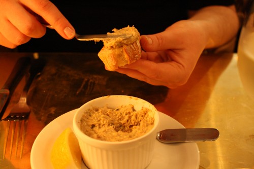 Rillettes d'ormeaux (abalone) served as a starter