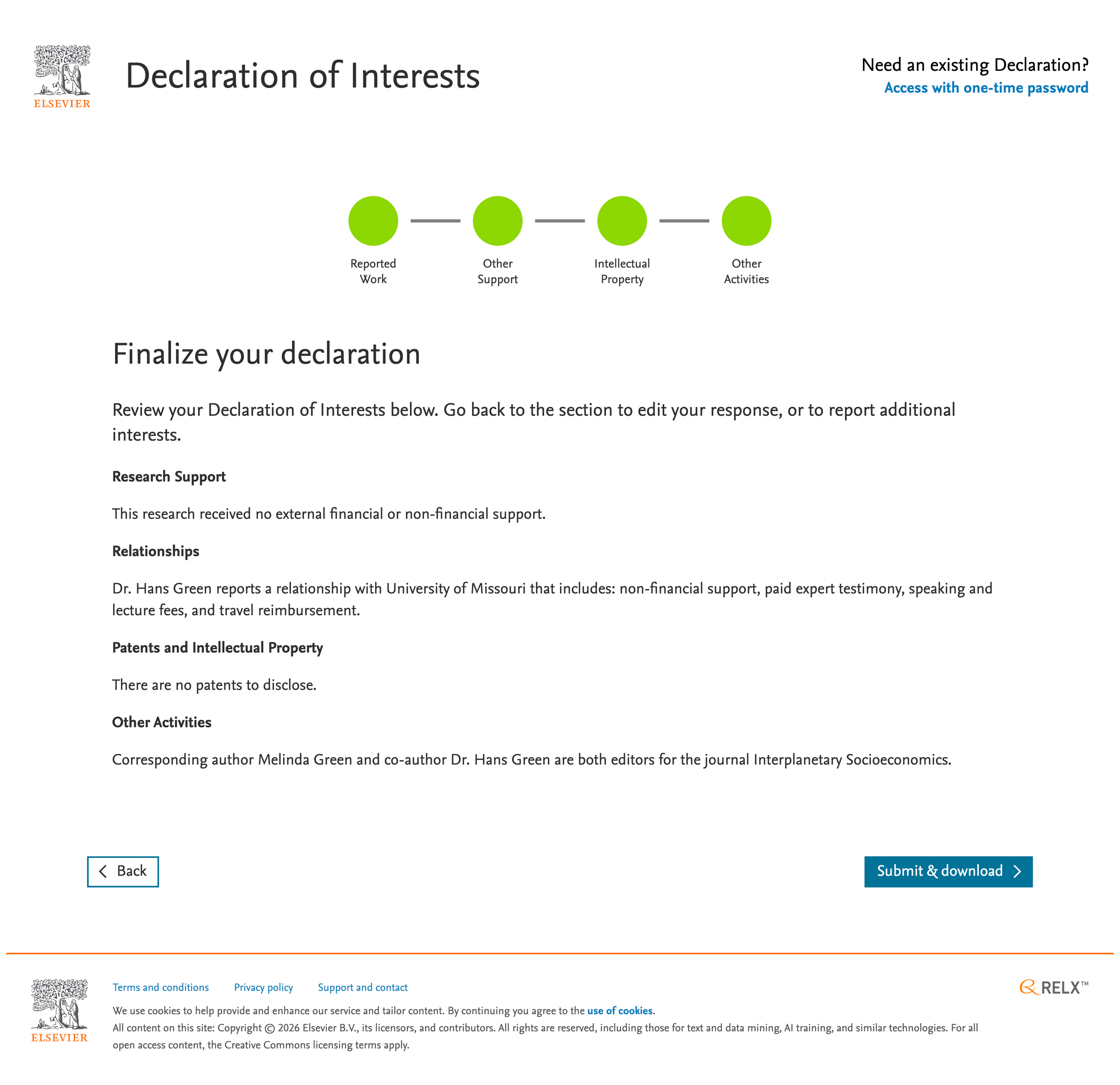finalize your declaration