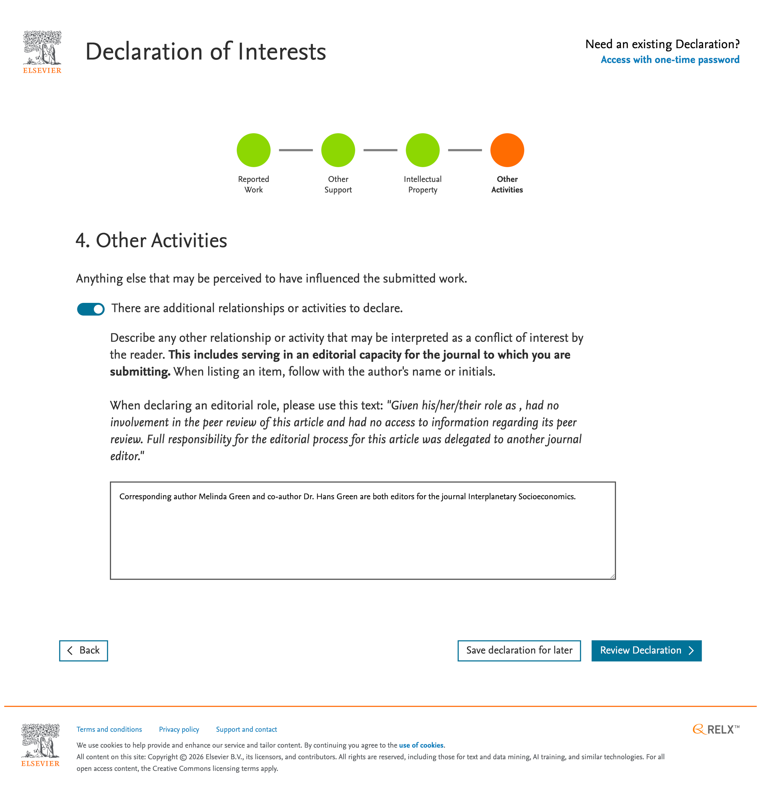 declaration of interests tool