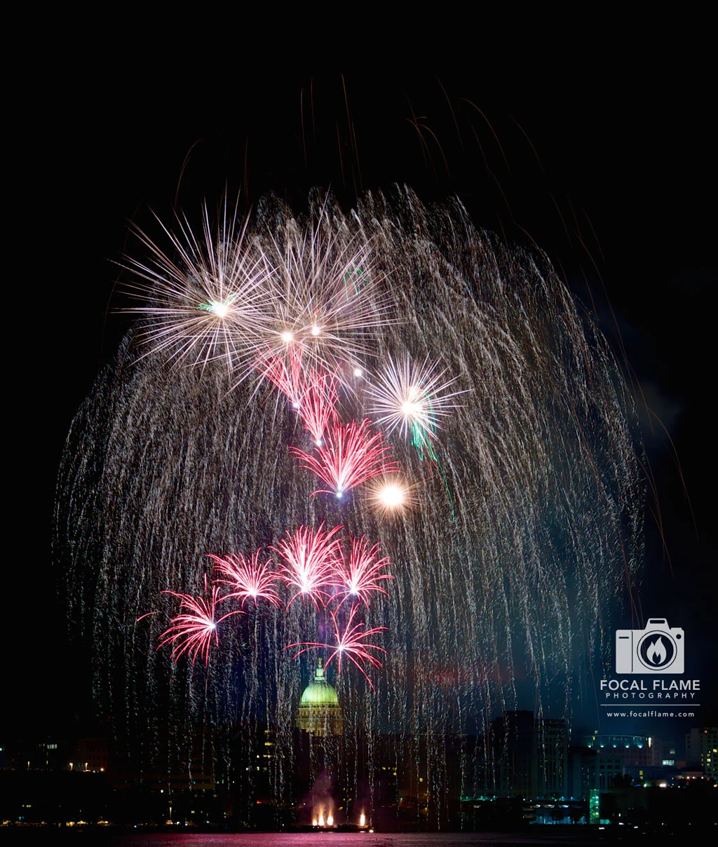 Rhythm and Booms transformed the Madison, WI skyline - offering an amazing opportunity for fireworks photography. (c) 2014 Focal Flame Photography | Photo credit: Clint Thayer