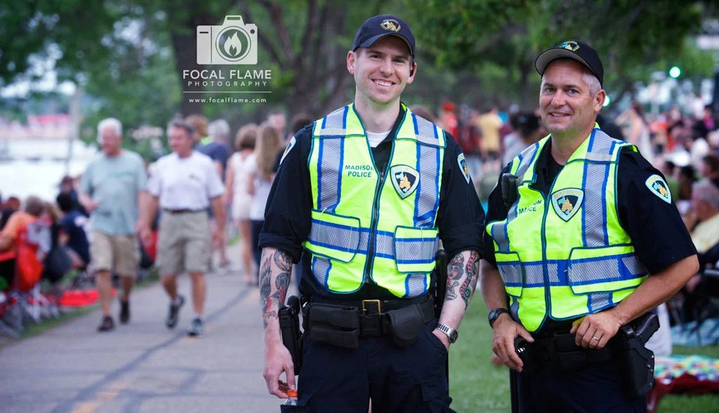 Officers from the Madison Police Department collaborated with organizers to develop traffic entry and exit plans, and make sure that everyone was safe during the event. (c) 2014 Focal Flame Photography | Photo credit: Clint Thayer