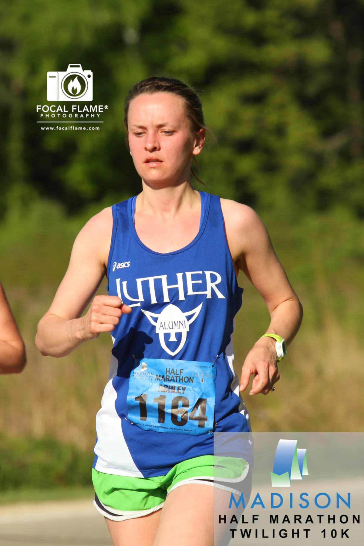 Ashley Matthys during the 2014 Madison Half Marathon (spring). Photo © 2014 Focal Flame Photography