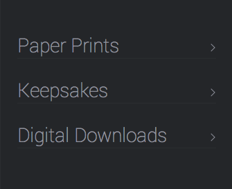 Choose from a variety of products for each image. Select prints of different sizes and finishes under the Paper Prints tab . Under the Keepsakes tab , choose from stickers, mugs, T-shirts, magnets, and more. Click on the Digital Downloads tab to purchase digital files . 