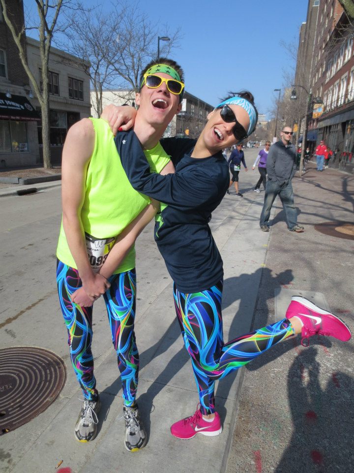 Cara and her brother sport smiles before a run. Photo courtesy of Christine Conway. 