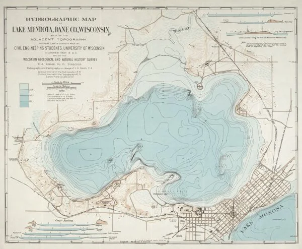 Hydrogeographic map of Lake Mendota, 1900