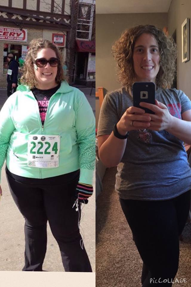 Faye shares these photos from March 2014 (left) and July 2015 (right)...75 pounds lost. Photo collage courtesy Feye Reber.