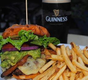 Muldoon's St. Paddy's Burger, Handcut Pub Fries & Guinness poured right!