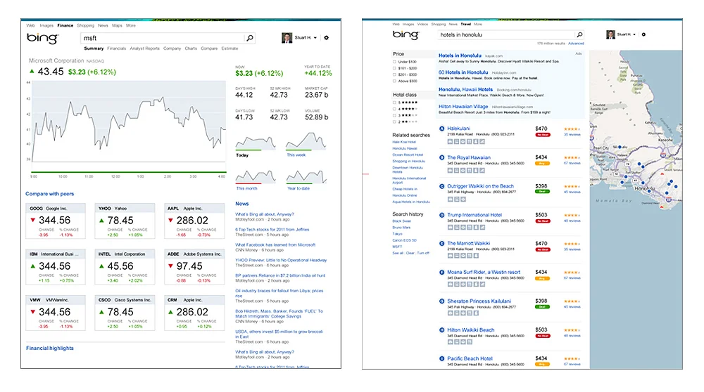 One of many case studies re-imagining visual progression of certain tools and features already existing on Bing. Emphasis on the Modern principles in present Microsoft products: reduction, simplification, consistency, and ease of use.