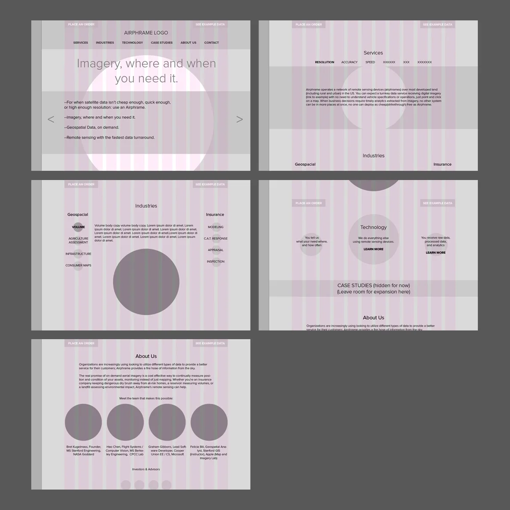 Early wireframes.