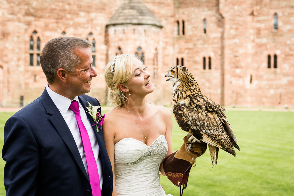 Castle Wedding at Peckforton Castle, Cheshire Owl Falconry Ian Stuart Bride Bandeoke - Jenny Harper Photography-56.jpg