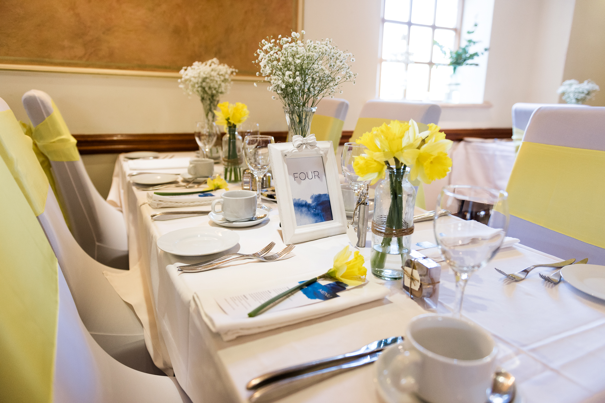 Stylish Sunny Spring Wedding at The Mill, Stone, Staffordshire Yellow Daffodills - Jenny Harper-40.jpg