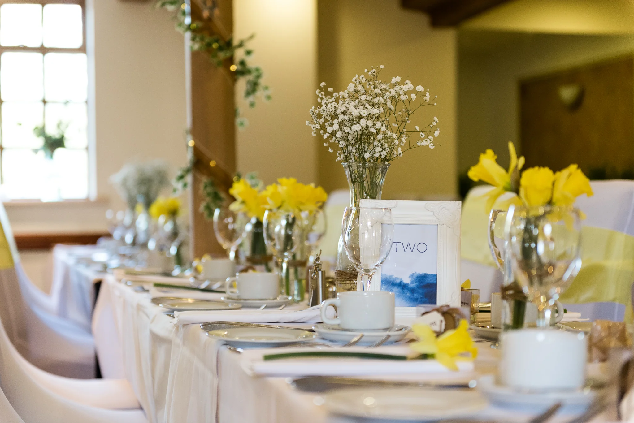 Stylish Sunny Spring Wedding at The Mill, Stone, Staffordshire Yellow Daffodills - Jenny Harper-42.jpg