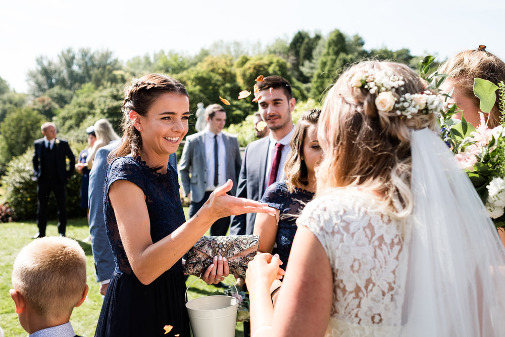 Summer Documentary Wedding Photography at Consall Hall Gardens Outdoor Ceremony Cockapoo dog - Jenny Harper-29.jpg